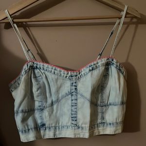 American eagle denim acid wash crop top